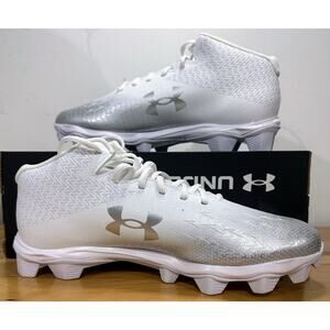 Under Armour UA Spotlight Fran RM 4.0 Football Cleat-Mens 10.5-White Silver-NIB